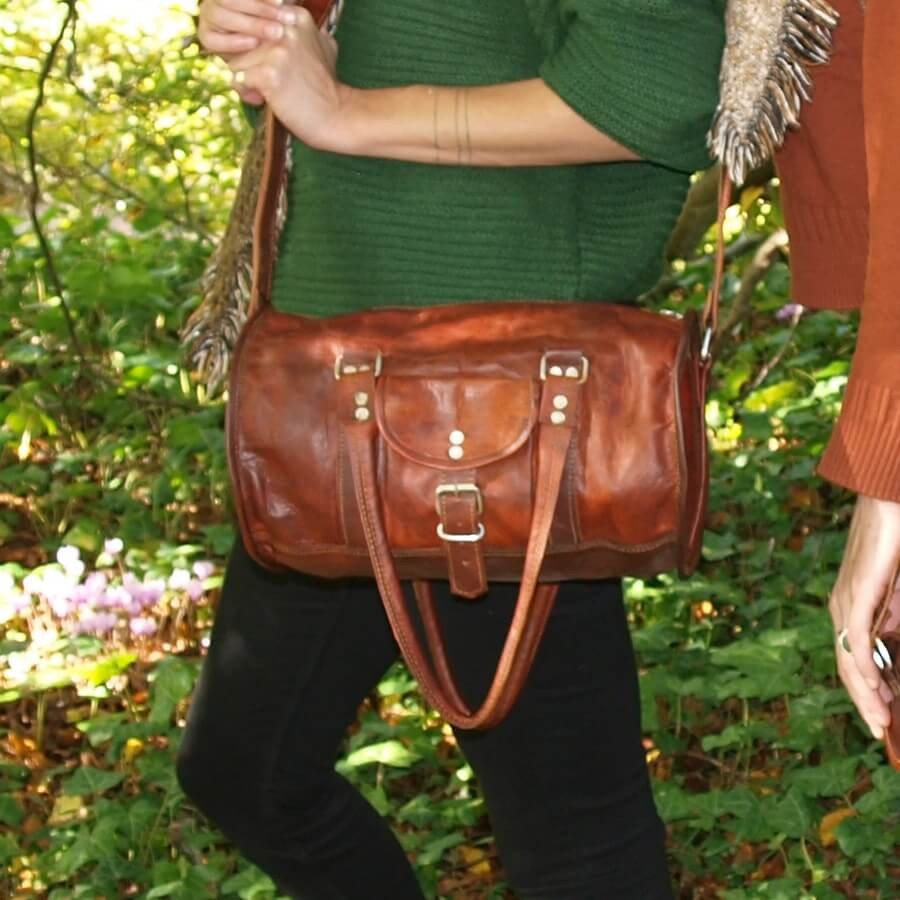 Sac main rond en cuir vintage femme bandouli re forme bowling