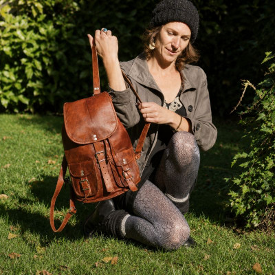 sac à dos en cuir vintage M