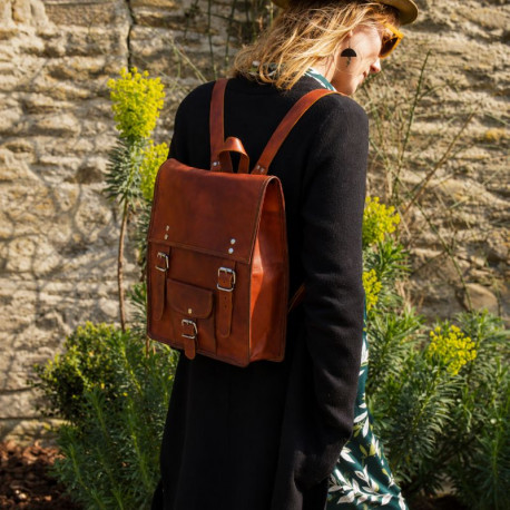 sac à dos en cuir vintage M