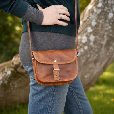 Petit sac à main en cuir à bandoulière - 1 boucle - XS