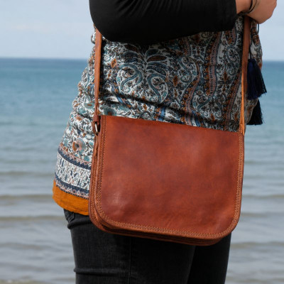 petite sacoche en cuir vintage à bandoulière à rabat S