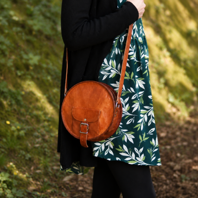 sac en cuir rond vintage à bandoulière femme full Moon