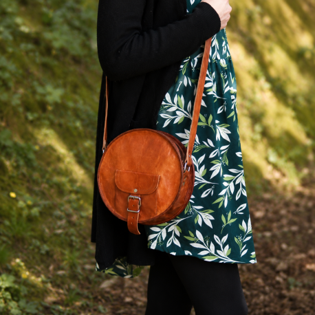 sac en cuir rond vintage à bandoulière femme full Moon