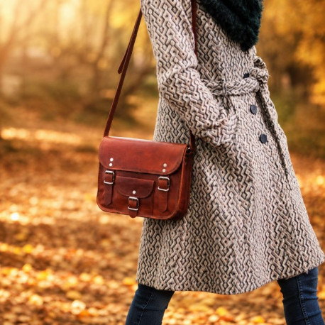 sac à main cuir femme bandoulière 2 boucles rond M
