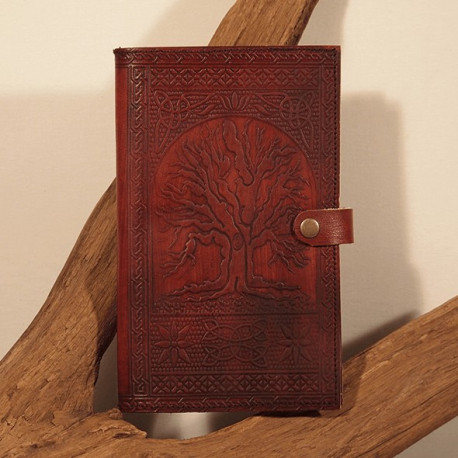Couvre-livre en cuir - Arbre de vie - Petit format