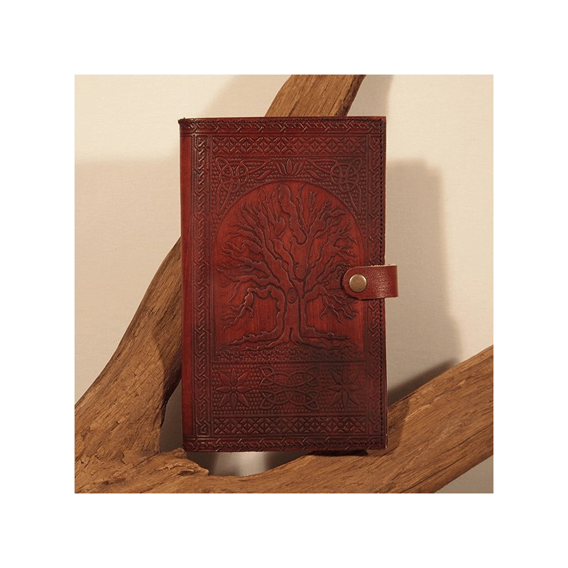 Couvre-livre en cuir - Arbre de vie - Petit format