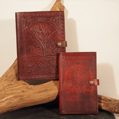Couvre-livre en cuir - Arbre de vie - Petit format