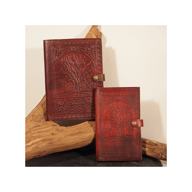 Couvre-livre en cuir - Arbre de vie - Petit format