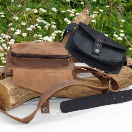 Ceinture en cuir 1 poche "médiévale"