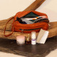 Trousse de toilette en cuir naturel - Vintage