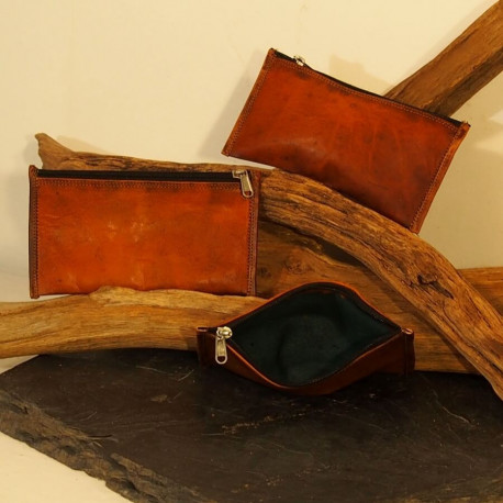 Trousse rectangulaire multiusage en cuir naturel