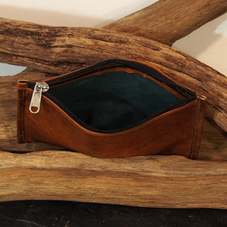 Trousse rectangulaire multiusage en cuir naturel