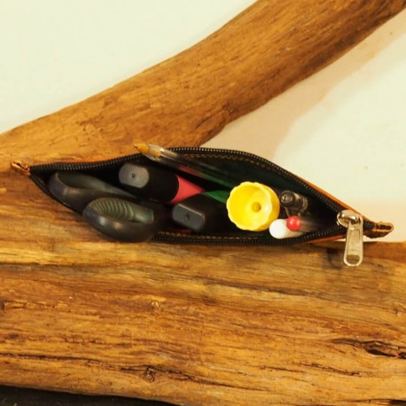 Trousse rectangulaire multiusage en cuir naturel