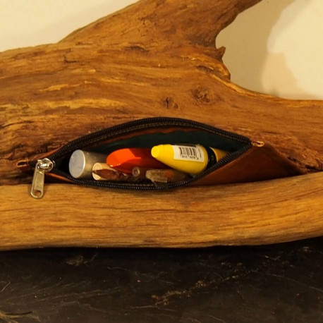 Trousse rectangulaire multiusage en cuir naturel