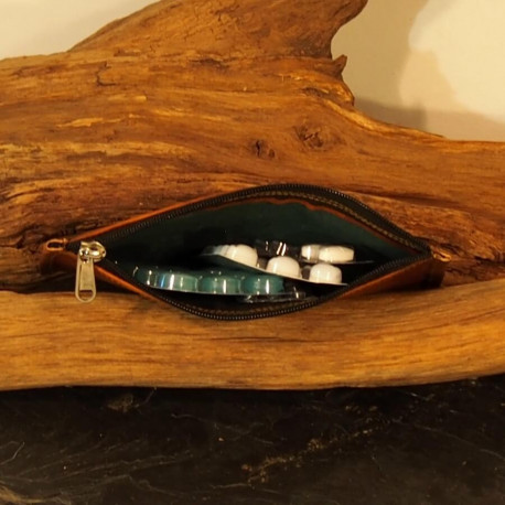 Trousse rectangulaire multiusage en cuir naturel