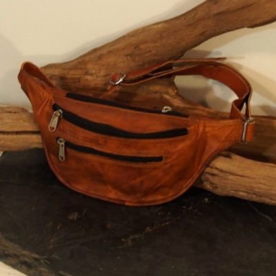 Ceinture  - Sac Banane en cuir naturel - Vintage