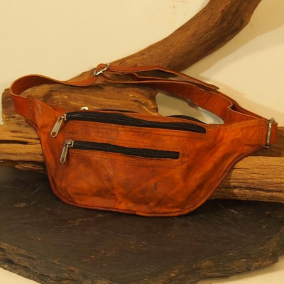 Ceinture  - Sac Banane en cuir naturel - Vintage