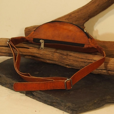 Ceinture  - Sac Banane en cuir naturel - Vintage