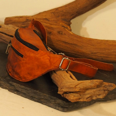 Ceinture  - Sac Banane en cuir naturel - Vintage