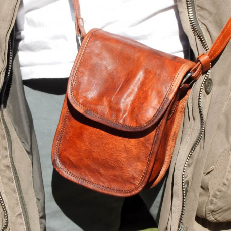 Petite sacoche homme en cuir, sac bandoulière fonctionnel