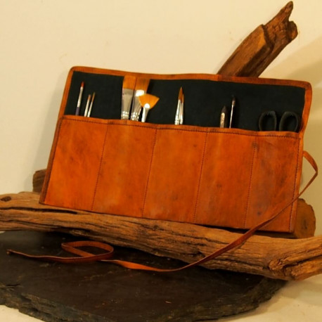 Trousse à outils Vintage, Enroulable, en cuir naturel
