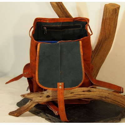 Sac à dos en cuir naturel - Vadrouilleur - L