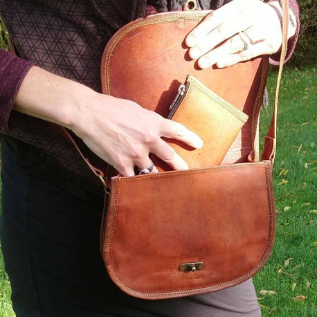 Trousse rectangulaire multiusage en cuir naturel