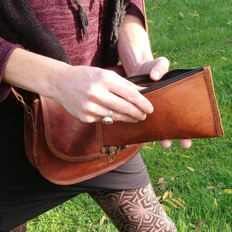 Trousse rectangulaire multiusage en cuir naturel