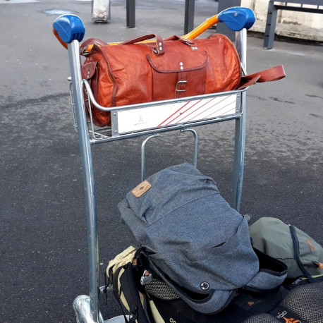 Sac de Sport en Cuir - Bagage à Main Vintage - Rond
