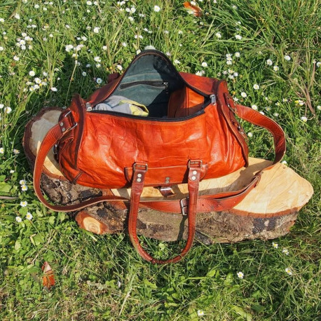 Sac de Sport en Cuir - Bagage à Main Vintage - Rond