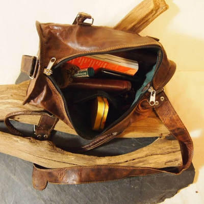 sacà main bandoulière en cuir femme vintage rond cylindre
