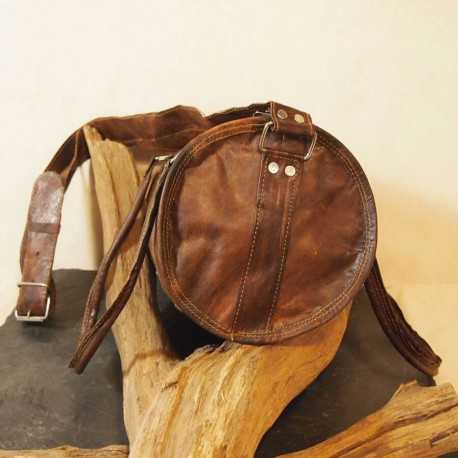 sacà main bandoulière en cuir femme vintage rond cylindre