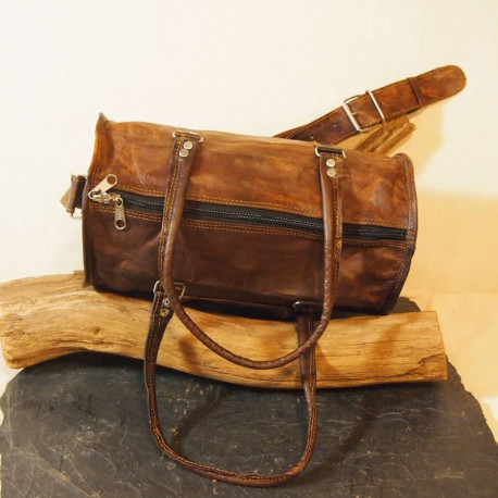 sacà main bandoulière en cuir femme vintage rond cylindre