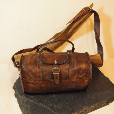 sacà main bandoulière en cuir femme vintage rond cylindre