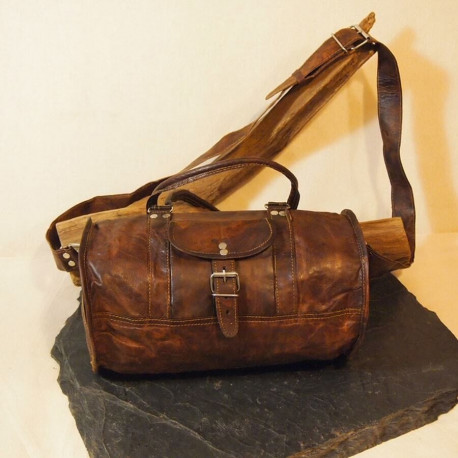 sacà main bandoulière en cuir femme vintage rond cylindre