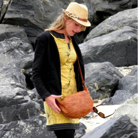 Sac à main en cuir vintage à bandoulière - Half Moon - M