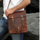 Sacoche homme / Cartable vintage en cuir – 2 boucles – L