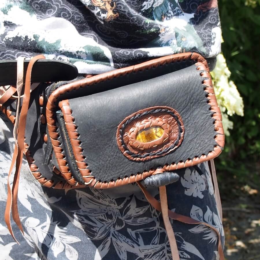 Ceinture en cuir à poche pour festival accessoire de voyage sac banane