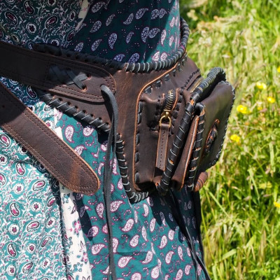 Ceinture cuir à poches festival - Inca