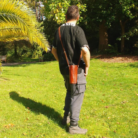 Porte-bouteille en cuir naturel