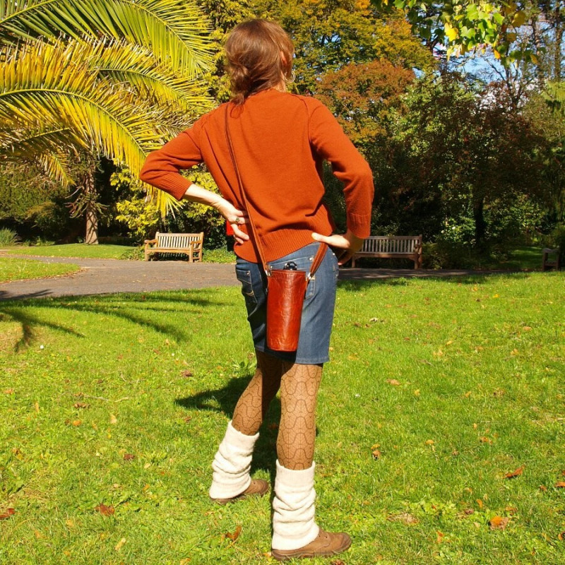 Porte-bouteille en cuir naturel