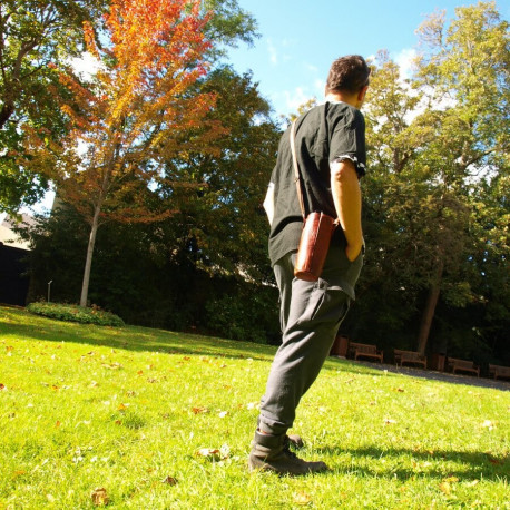 Porte-bouteille en cuir naturel