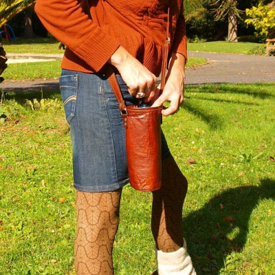 Porte-bouteille en cuir naturel