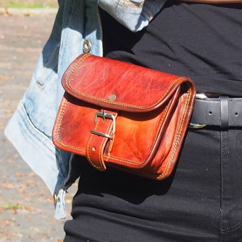 Ceinture en cuir artisanal - Pochette pour ceinture - Skin Project