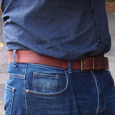 Ceinture pantalon en cuir naturel