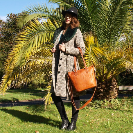 sac cabas en cuir vintage femme cartable