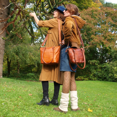 sac cabas en cuir naturel vintage femme 