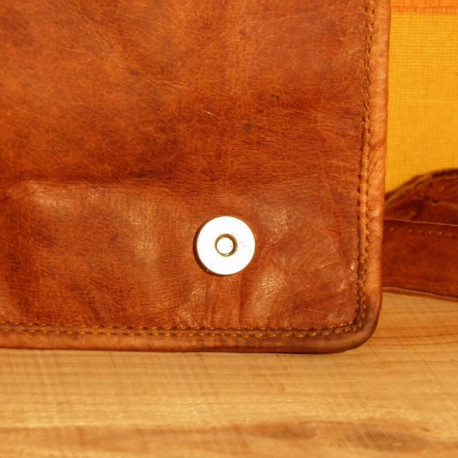 Grande besace / Cartable en cuir à rabat – XL