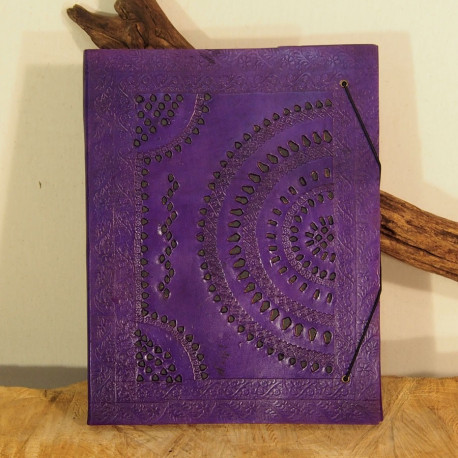 Grand carnet en cuir coloré, poinçonné - JaliWalli