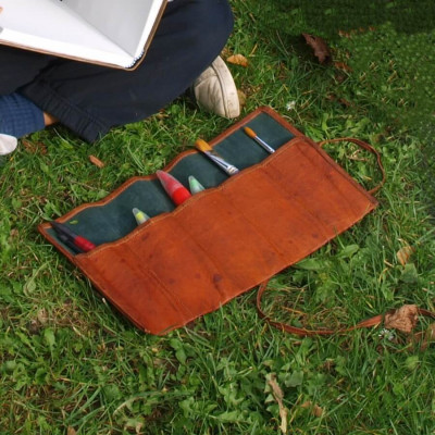 FJAUOQ Rock on a Bamboo Mat Trousse à crayons en cuir imprimé